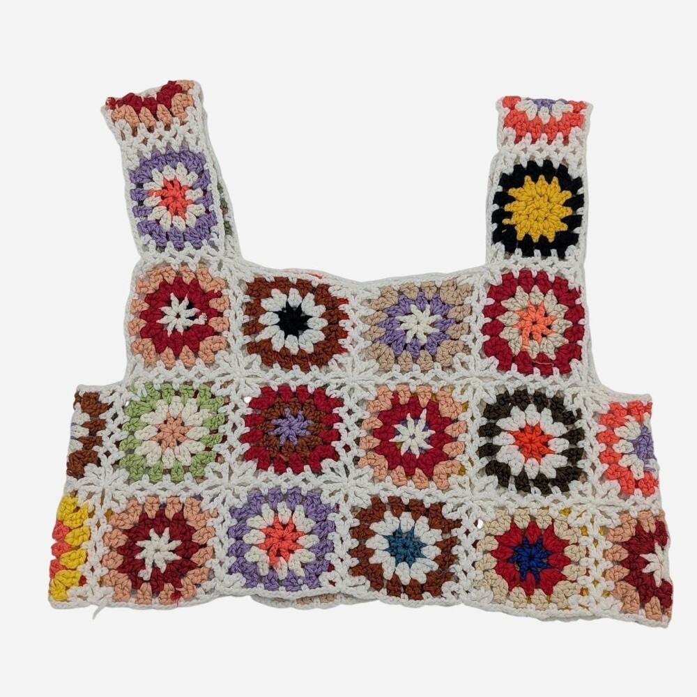 Multicolored granny square crochet knit crop top